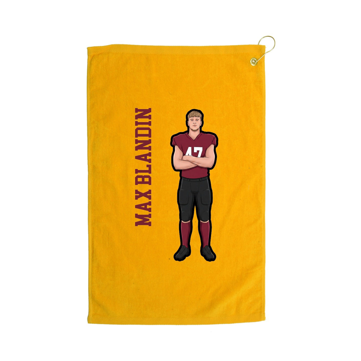 Golf Towel — Name Vertical in Gold