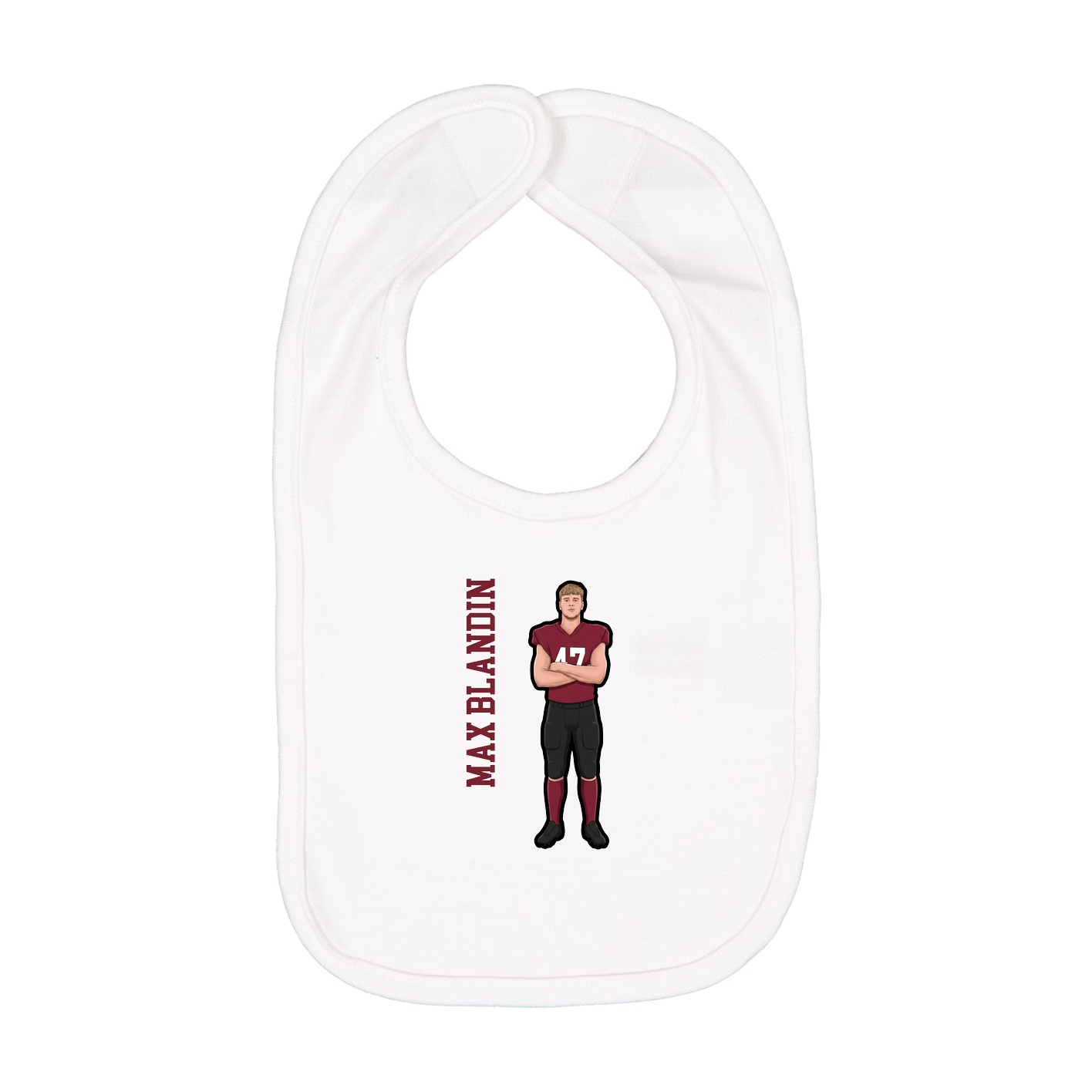 Infant Bib — Name Vertical in White