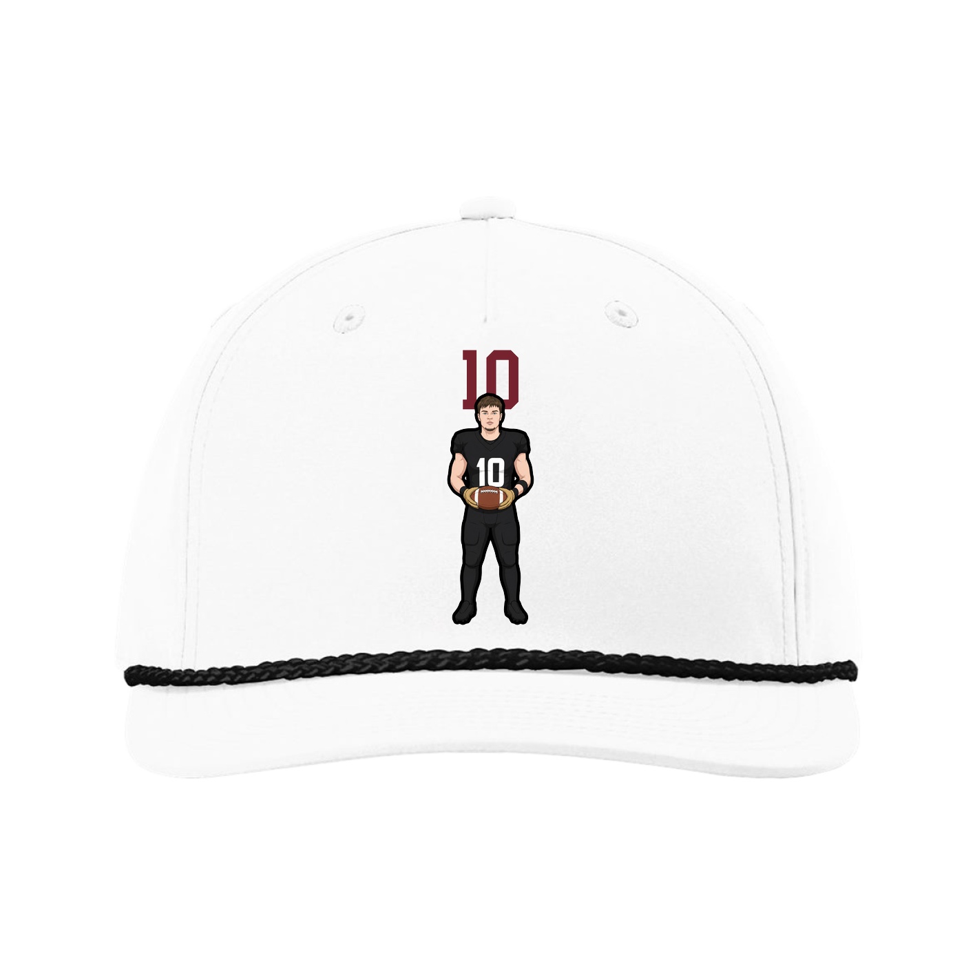 Five-Panel Classic Rope Cap — Number Top in White