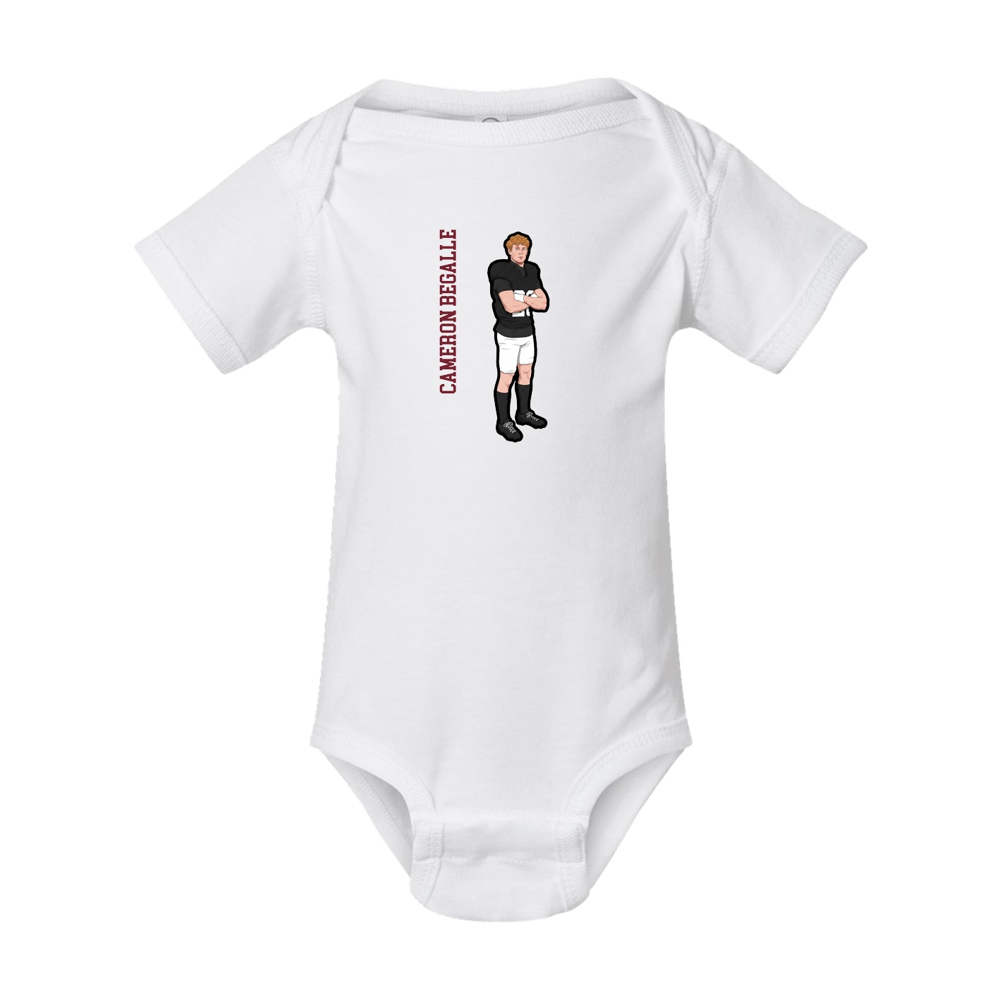 Baby Onesie — Name Vertical in White