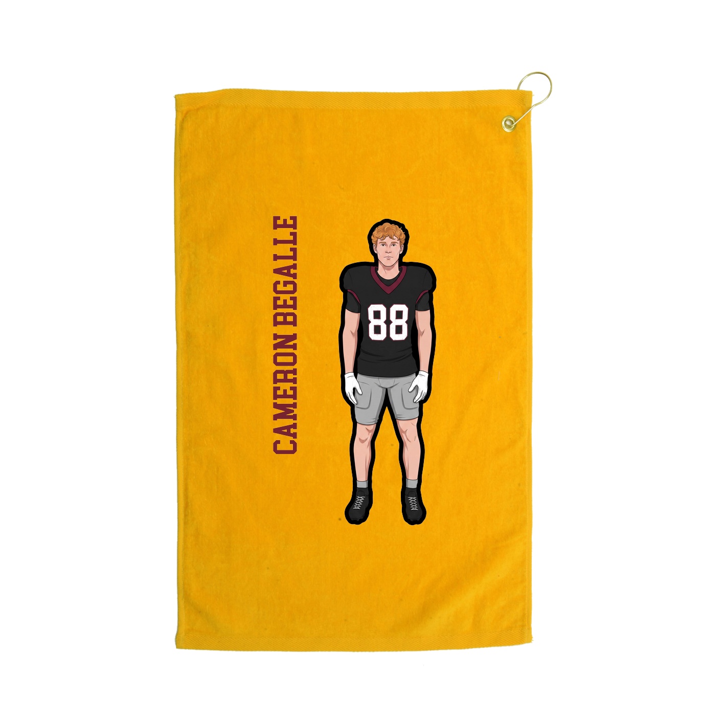 Golf Towel — Name Vertical in Gold
