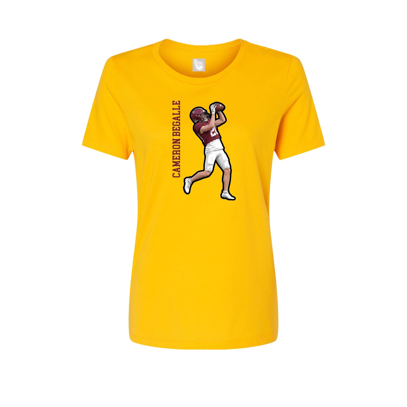 Fitted Women's Tee — Name Vertical in Gold