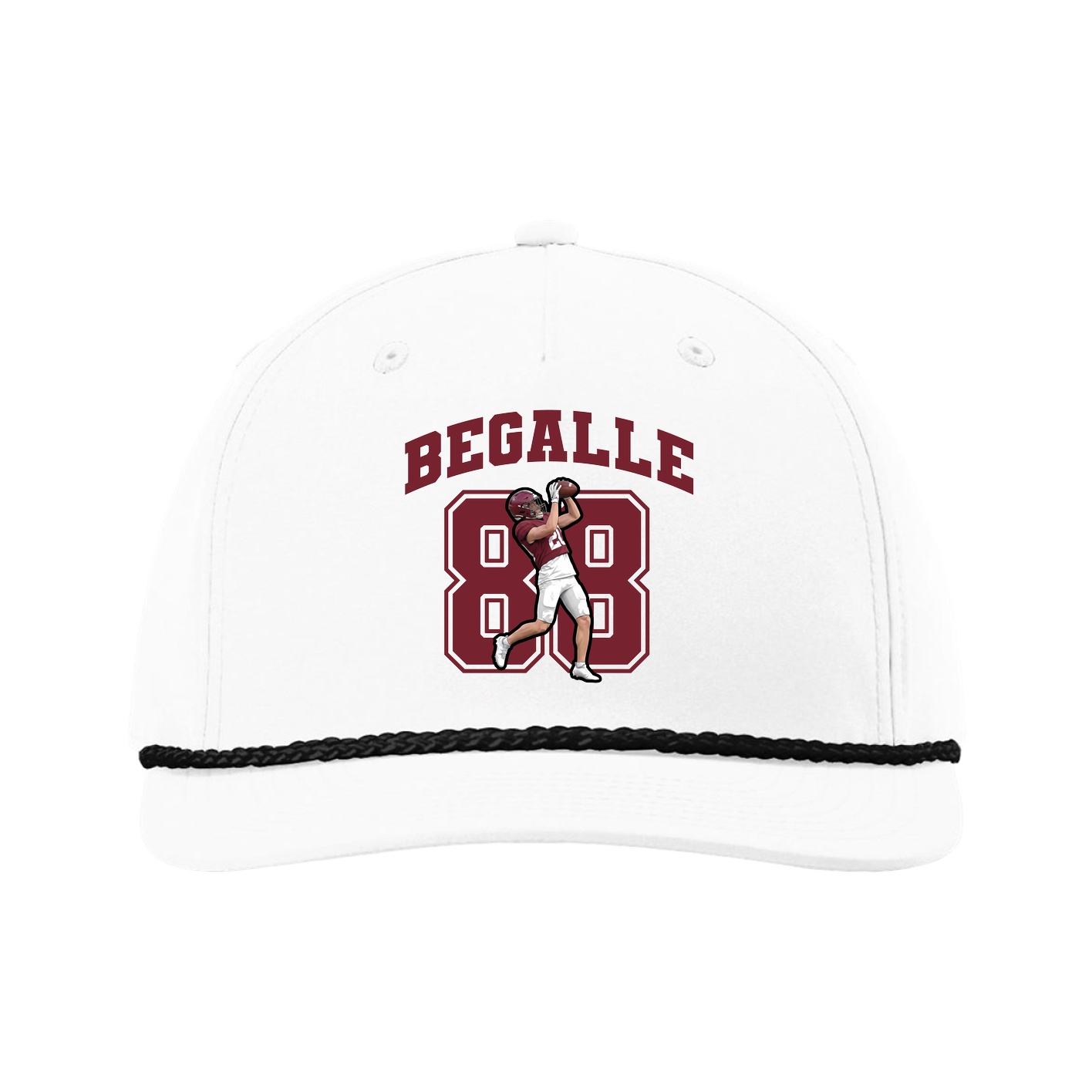 Five-Panel Classic Rope Cap — Number in White