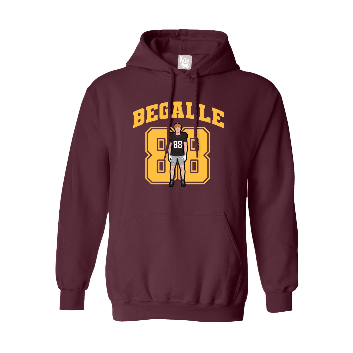 Youth Hoodie — Number in Maroon