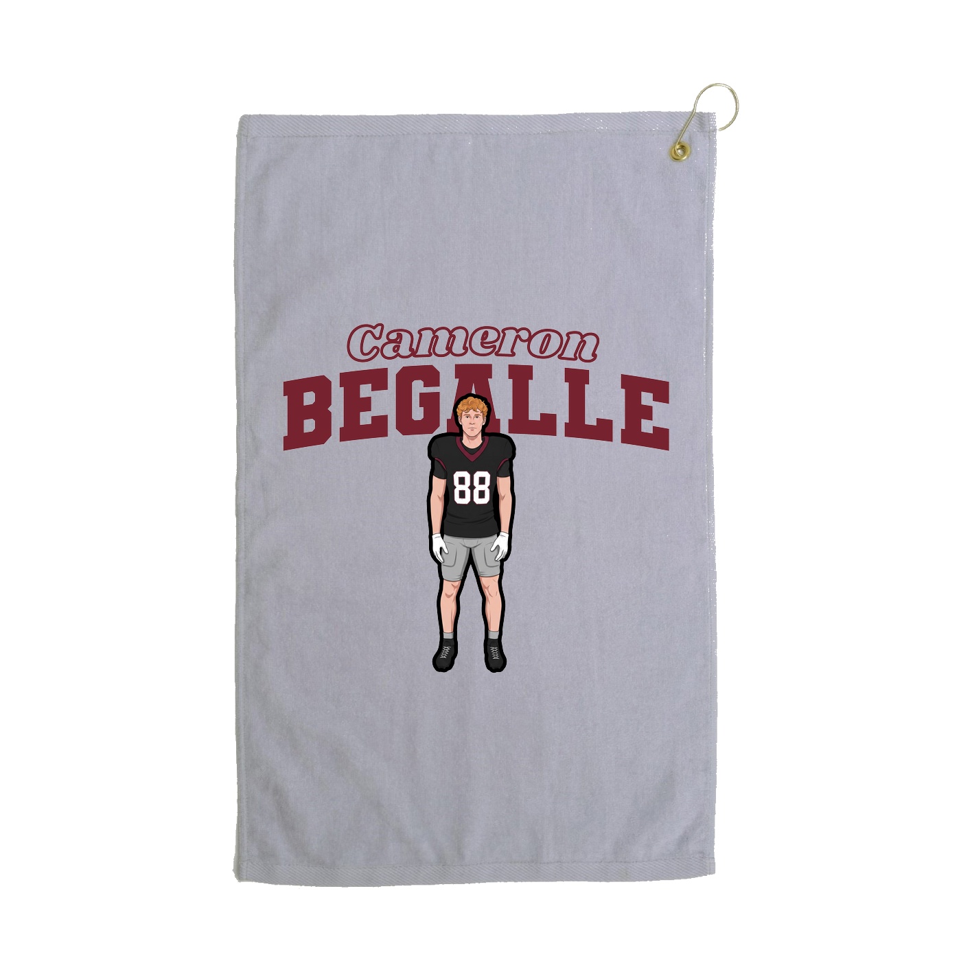 Golf Towel — Name Arch in Grey