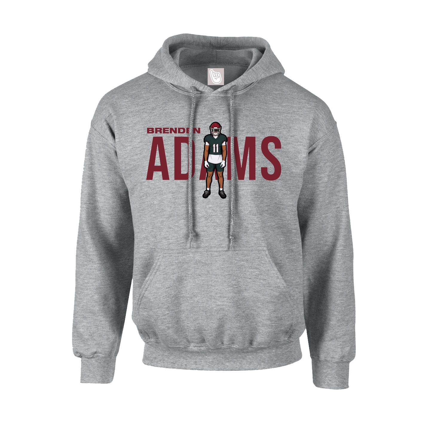 Youth Hoodie — Player Name in Grey