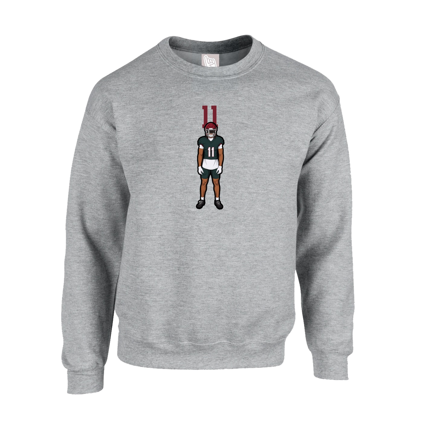 Fleece Crew — Number Top in Grey