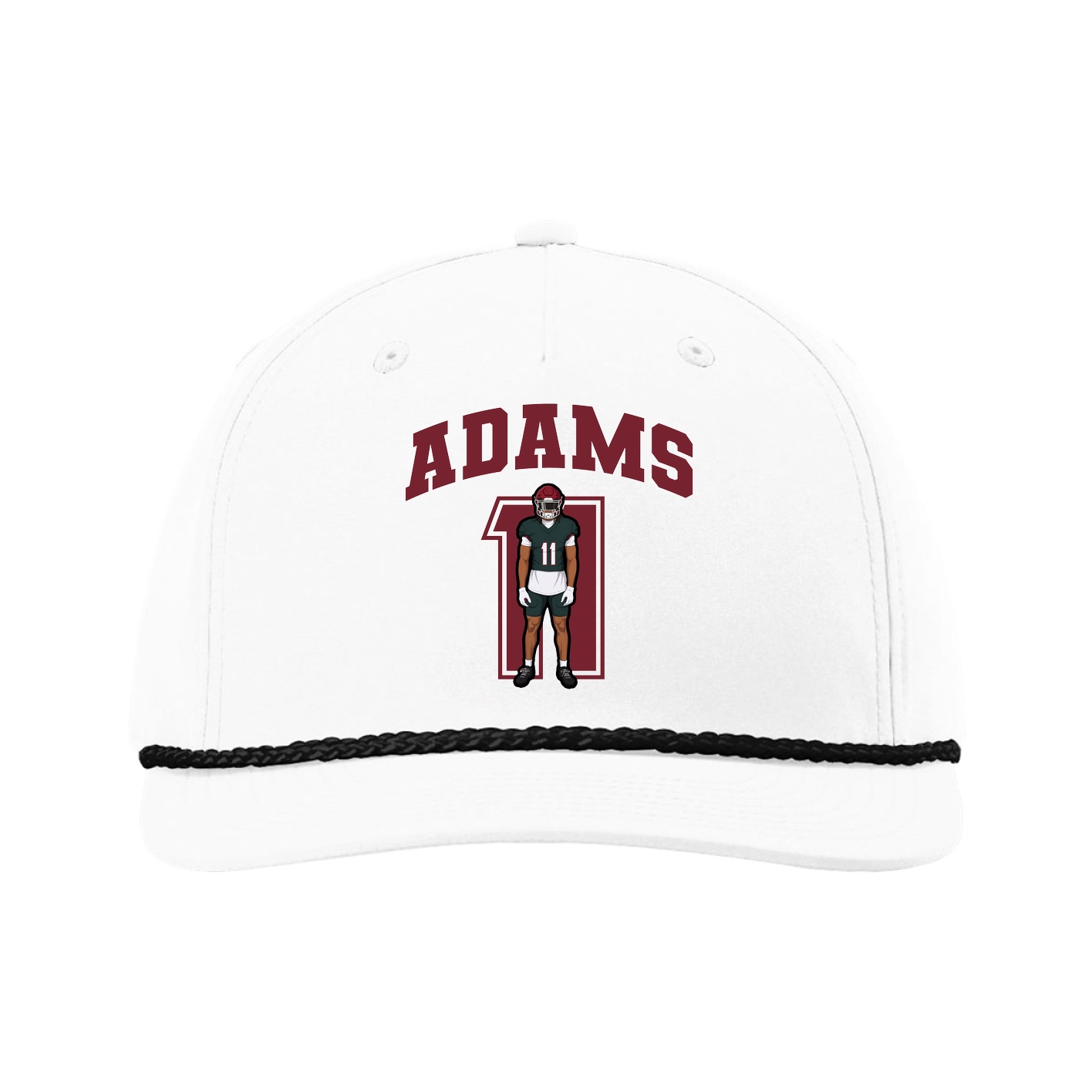 Five-Panel Classic Rope Cap — Number in White