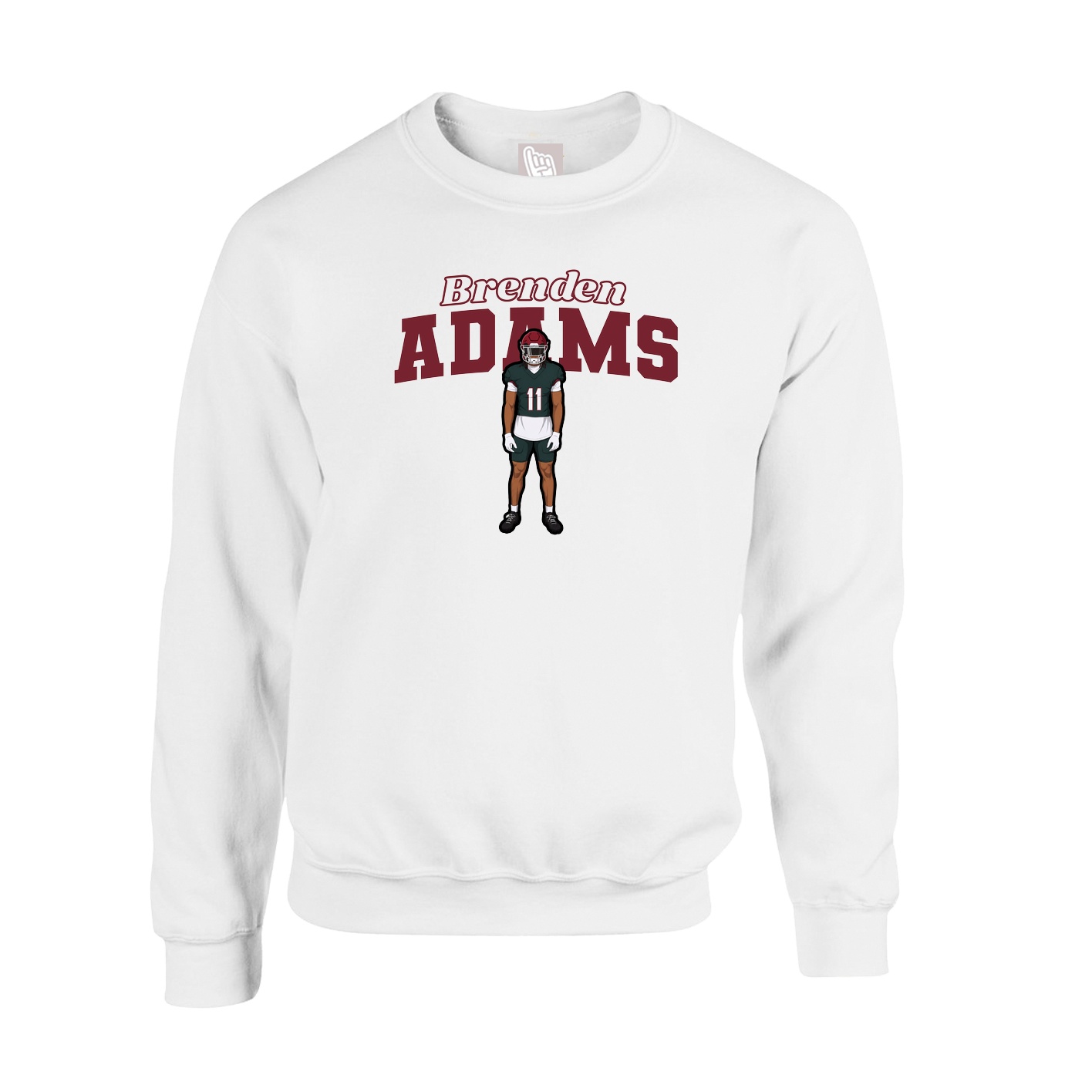 Fleece Crew — Name Arch in White