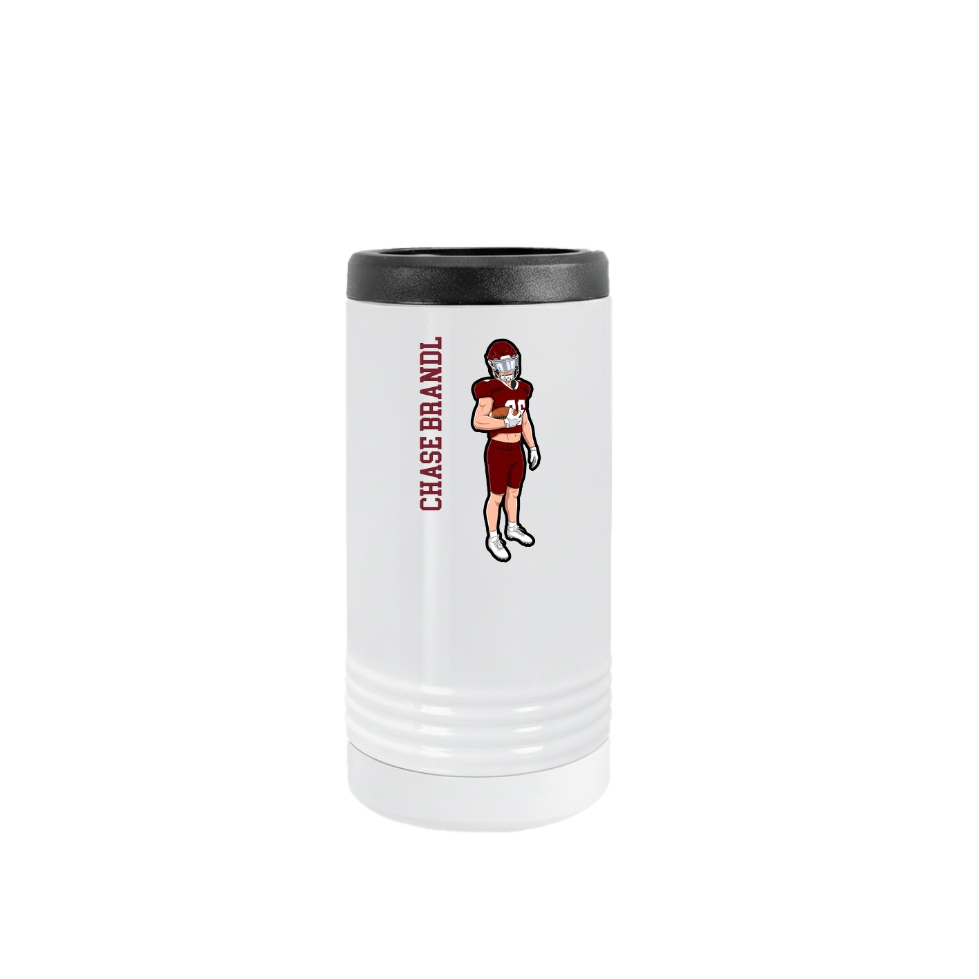 Slim Beverage Holder — Name Vertical in White