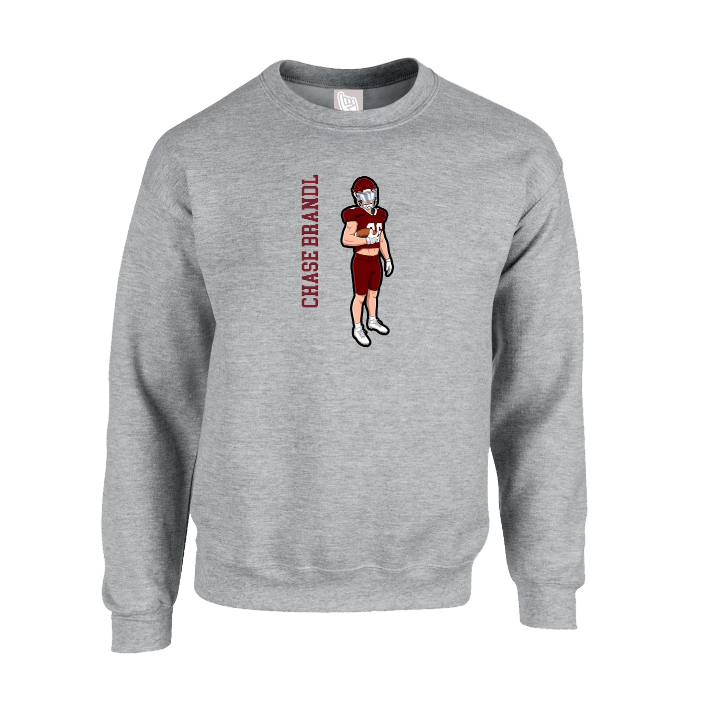 Fleece Crew — Name Vertical in Grey