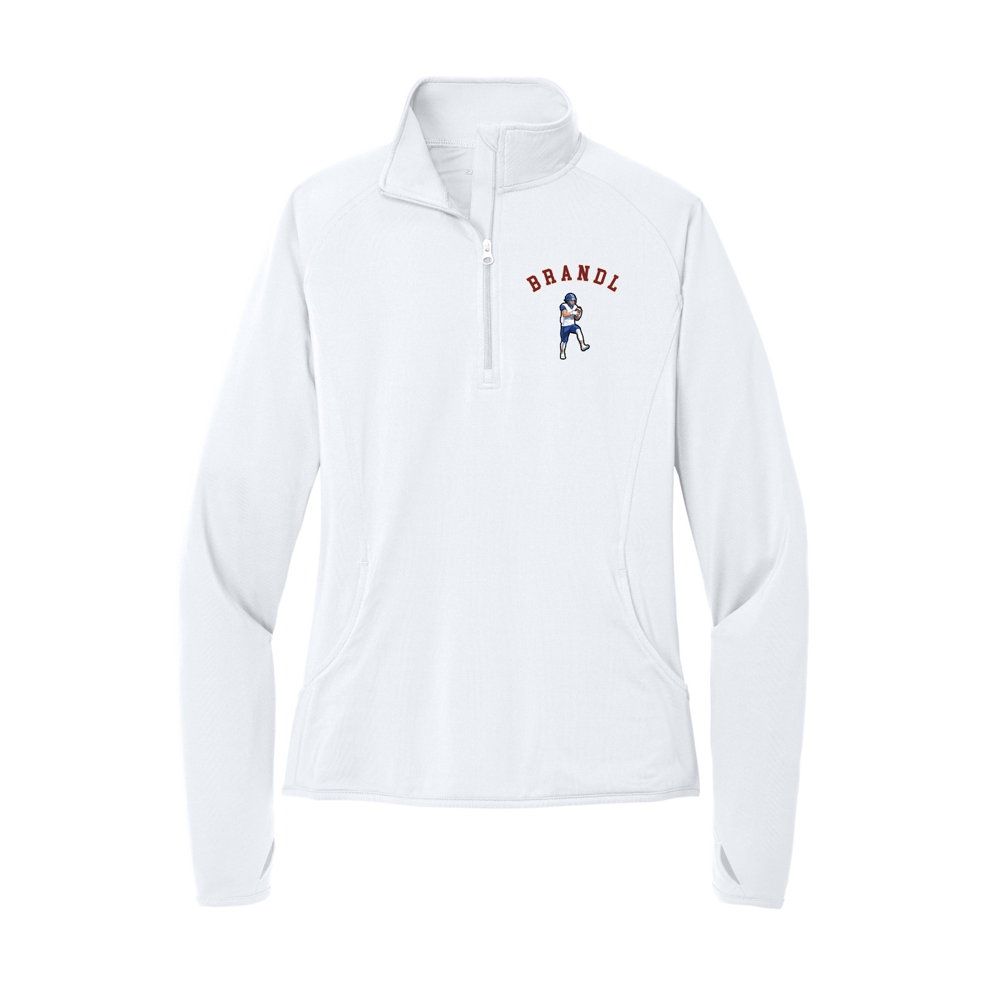Women's Q-Zip Pullover — Shirsey Arch in White