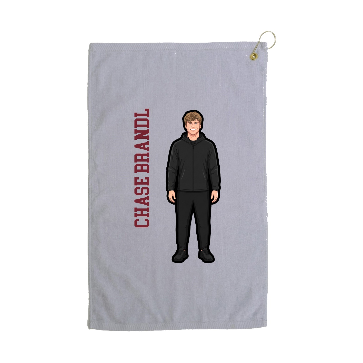 Golf Towel — Name Vertical in Grey
