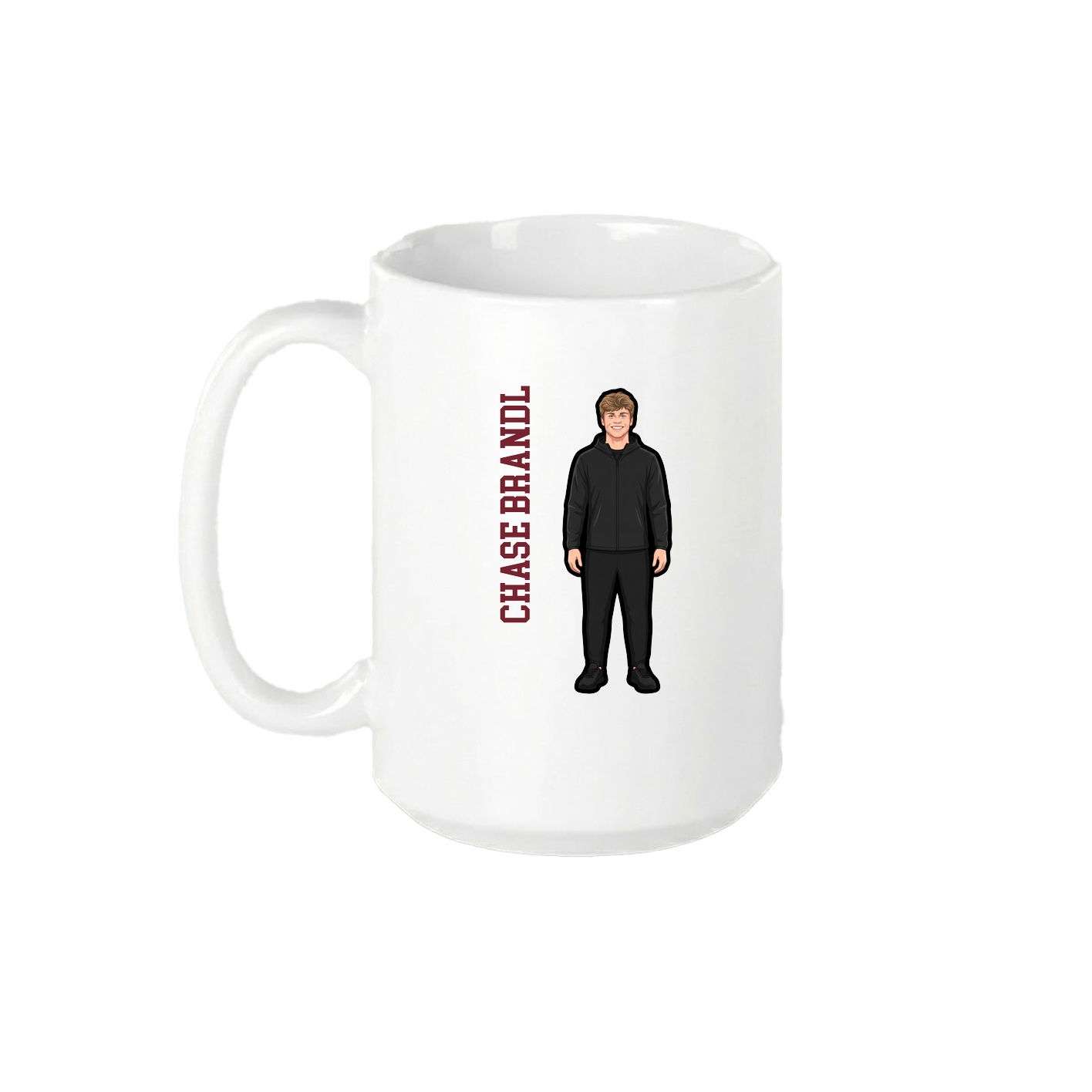 15oz Coffee Mug — Name Vertical in White