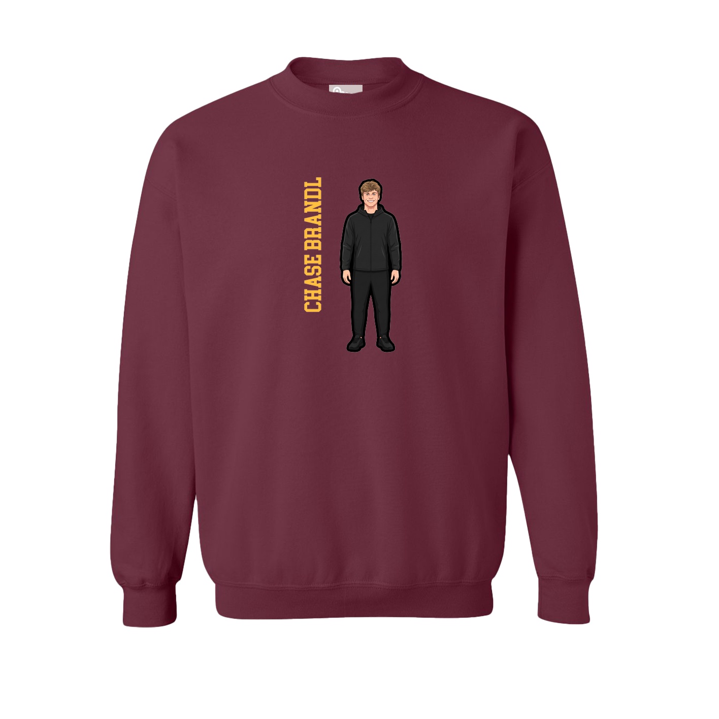 Fleece Crew — Name Vertical in Maroon