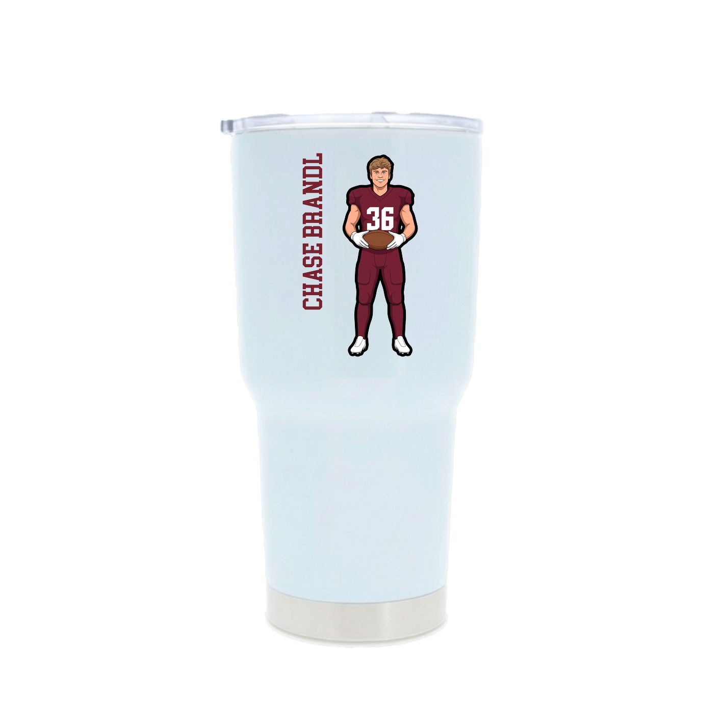 30oz Stainless Steel Tumbler — Name Vertical in White