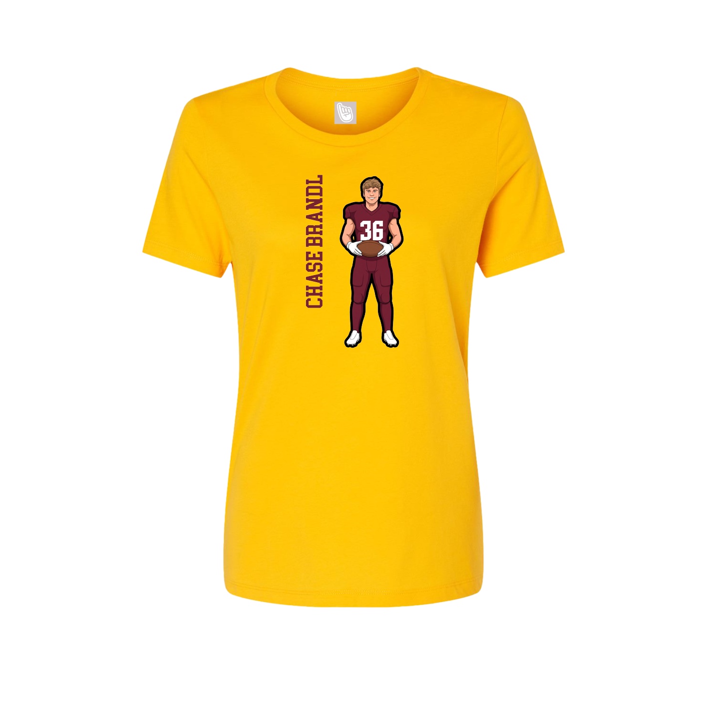 Womens Tee — Name Vertical in Gold
