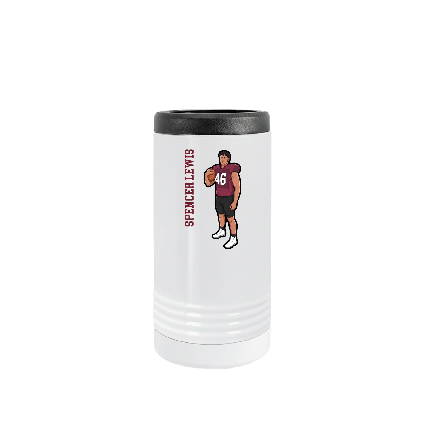 Slim Beverage Holder — Name Vertical in White