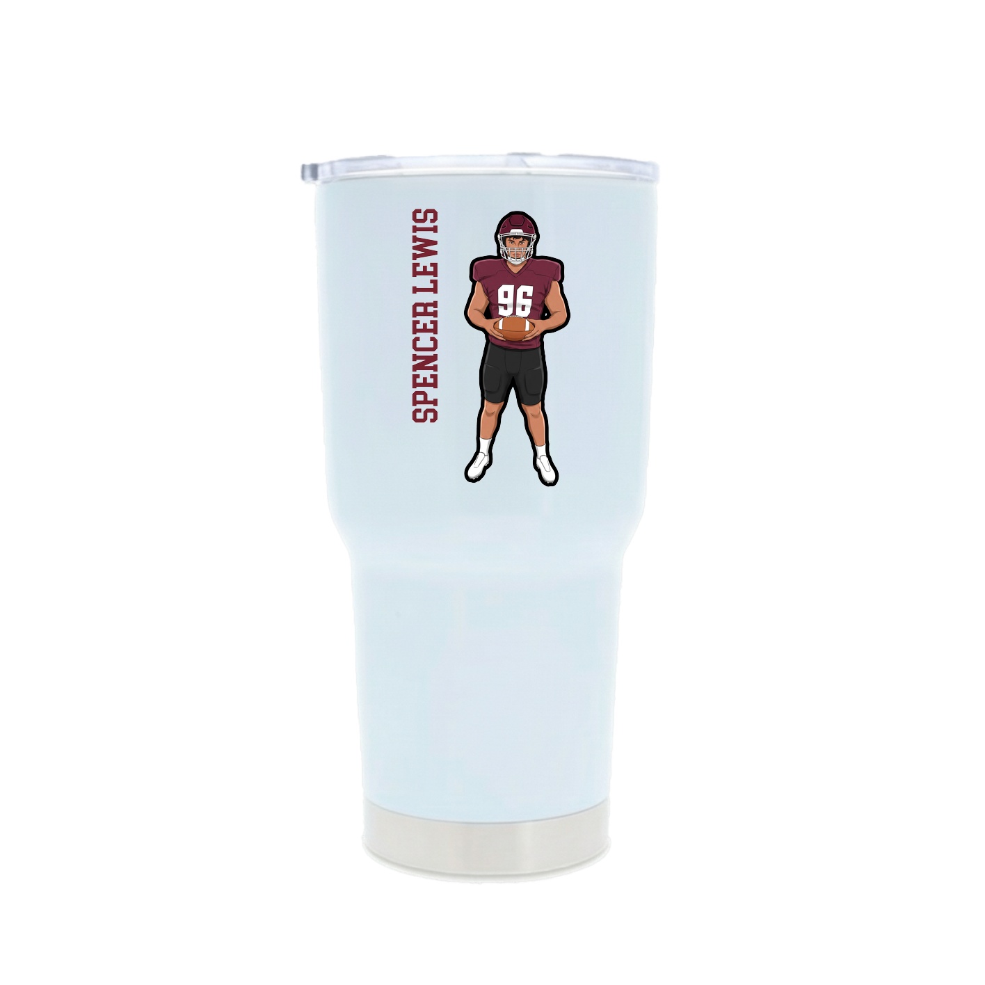 30oz Stainless Steel Tumbler — Name Vertical in White