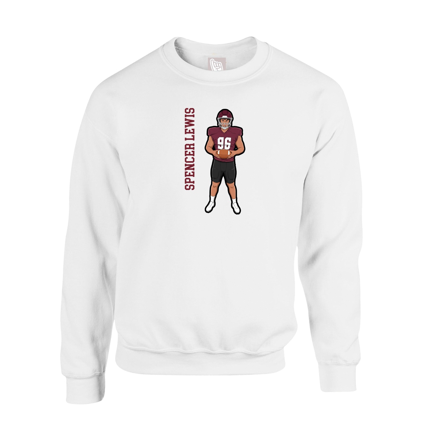 Fleece Crew — Name Vertical in White
