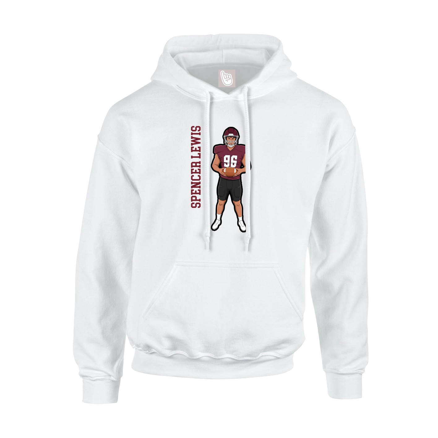 Youth Hoodie — Name Vertical in White