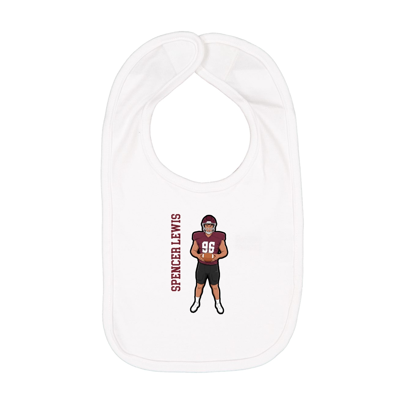 Infant Bib — Name Vertical in White