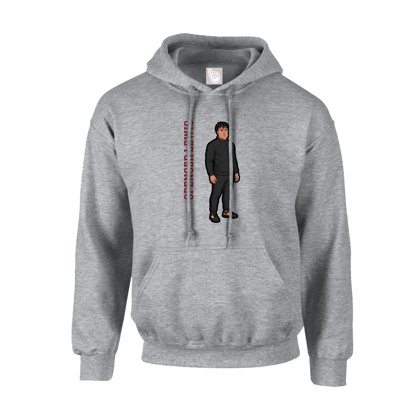 Hoodie — Name Vertical in Grey