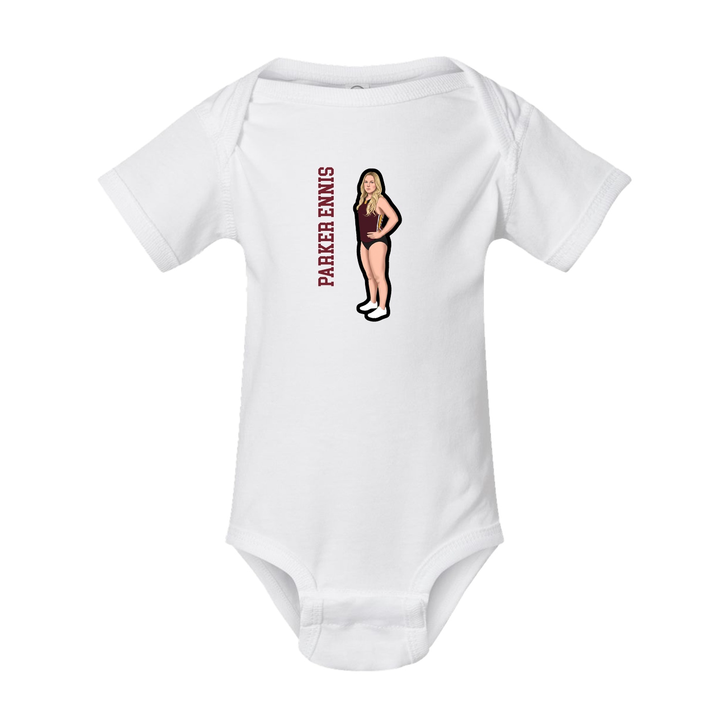 Baby Onesie — Name Vertical in White