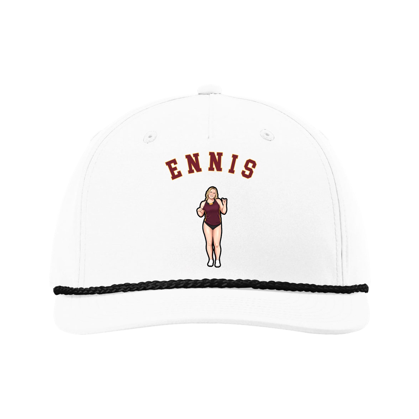 Five-Panel Classic Rope Cap — Shirsey Arch in White