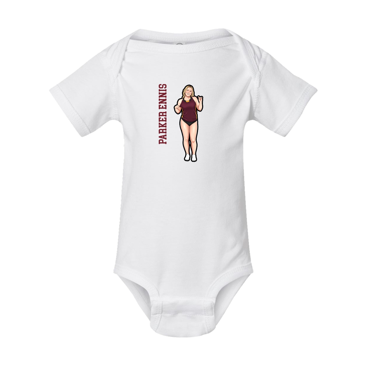 Baby Onesie — Name Vertical in White