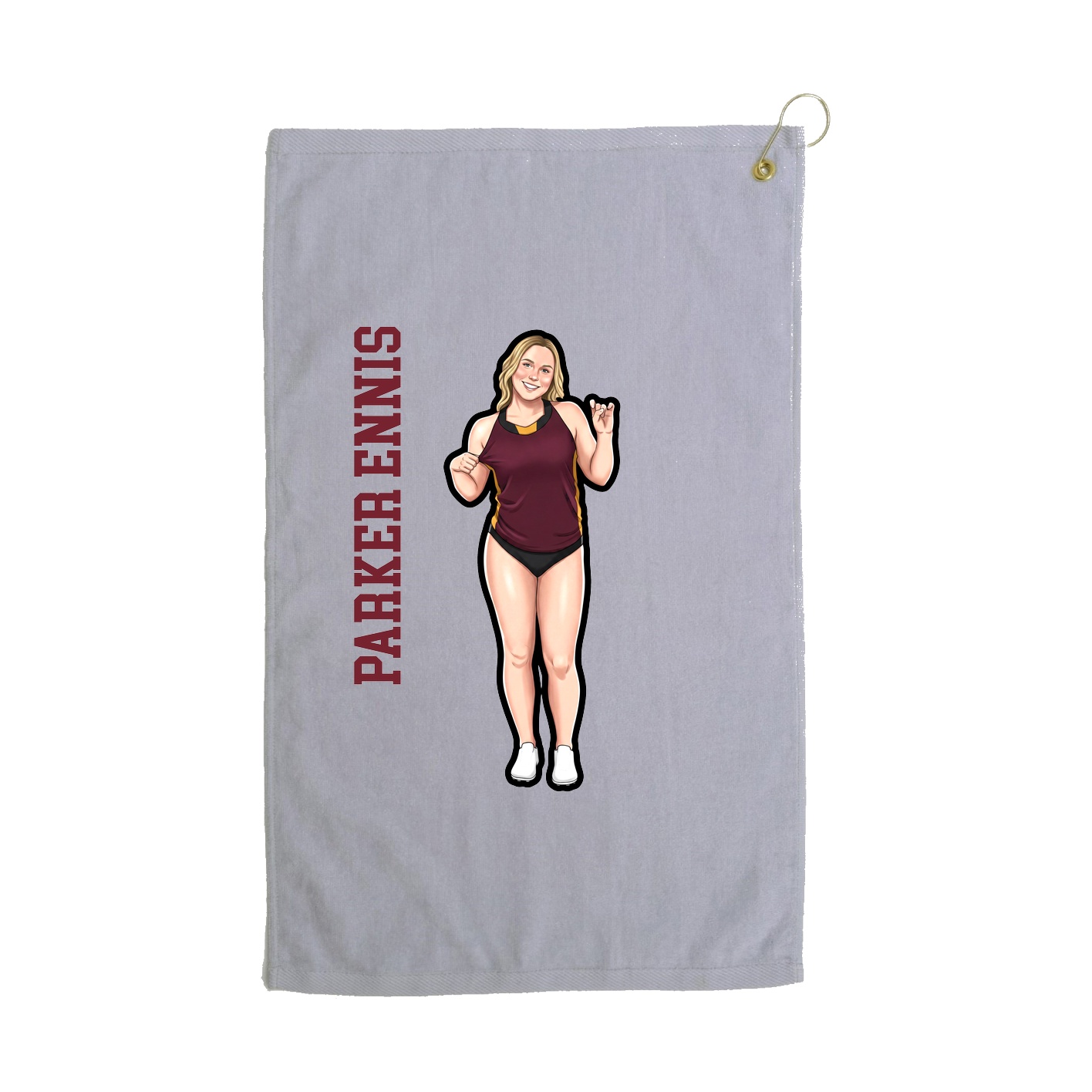 Golf Towel — Name Vertical in Grey