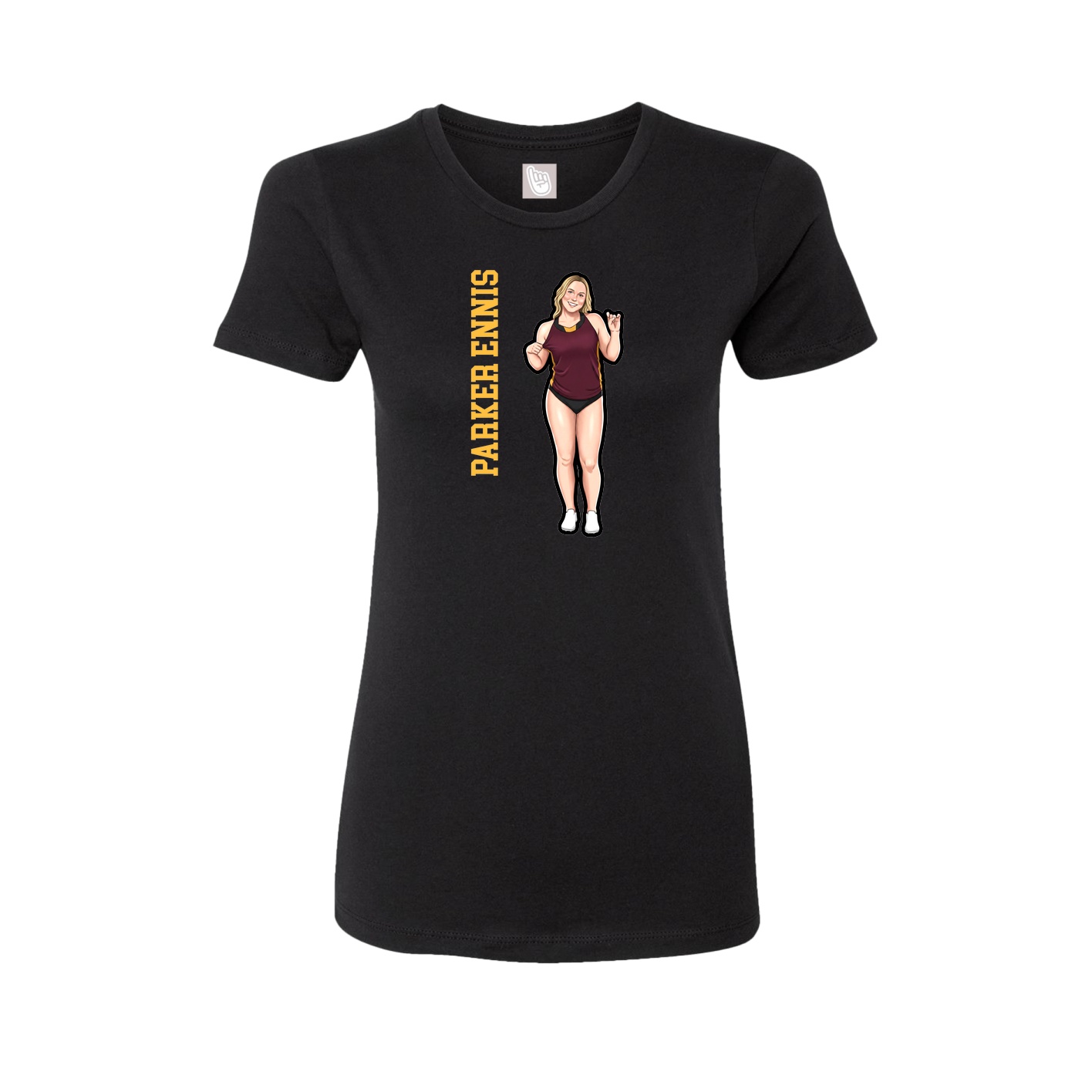 Womens Tee — Name Vertical in Black