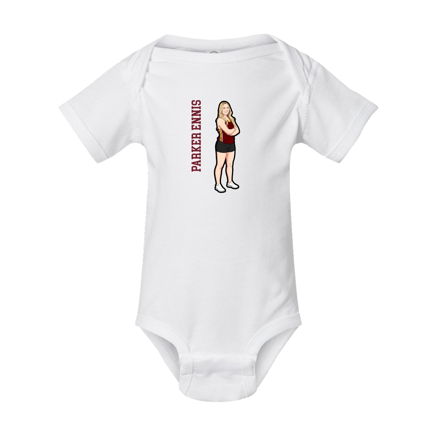 Baby Onesie — Name Vertical in White