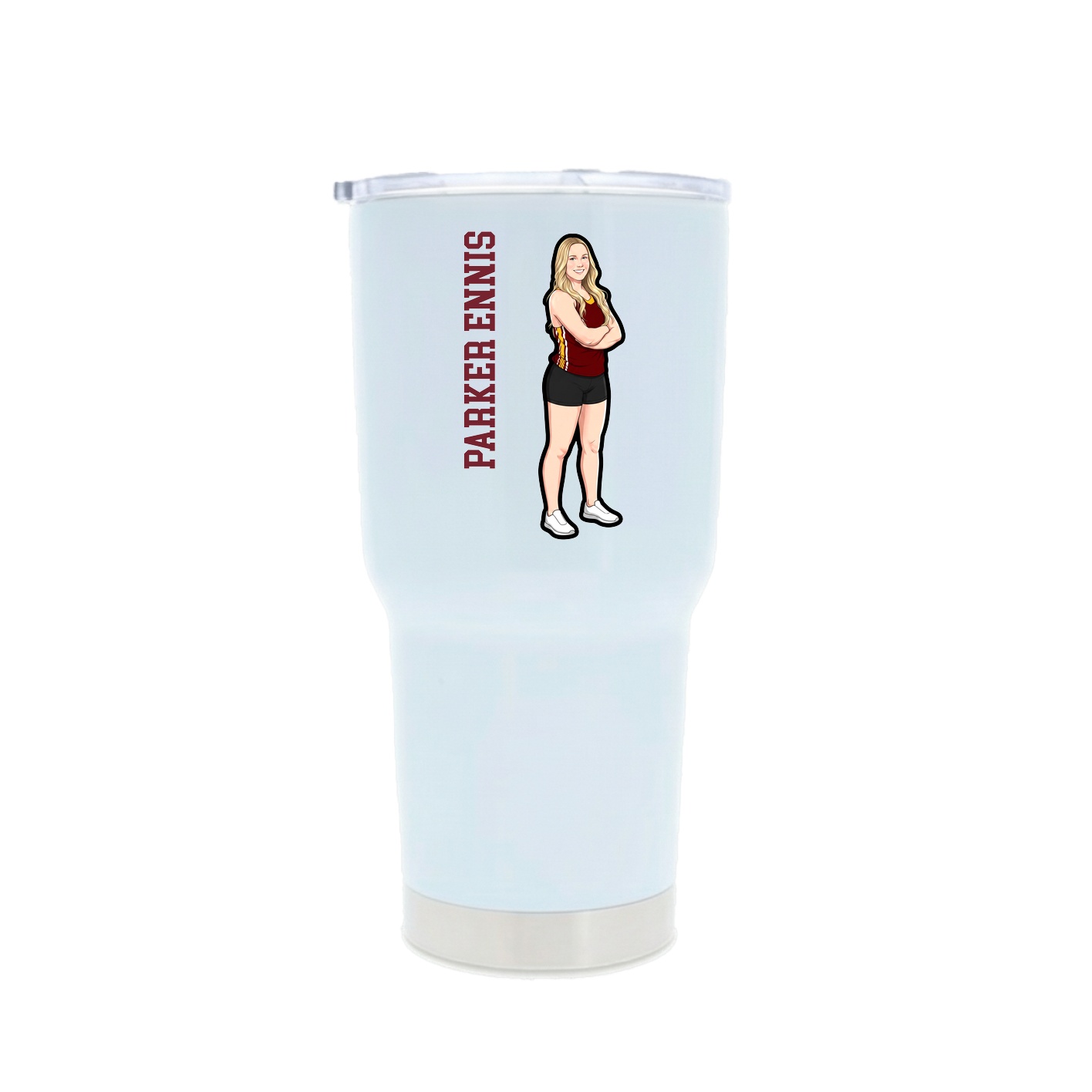 30oz Stainless Steel Tumbler — Name Vertical in White