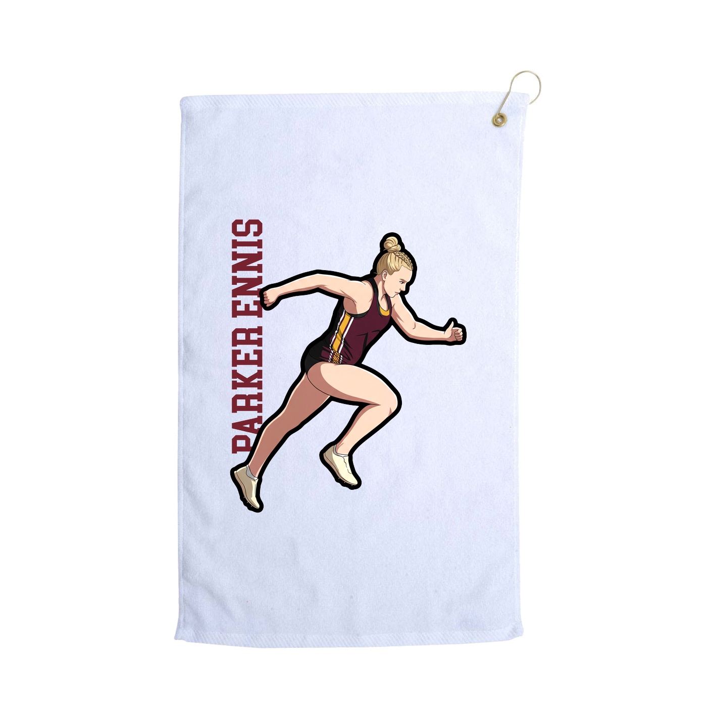 Golf Towel — Name Vertical in White