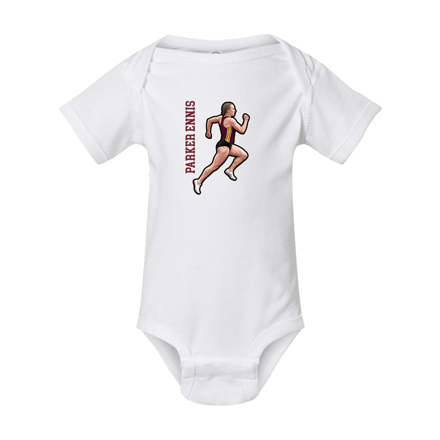 Baby Onesie — Name Vertical in White
