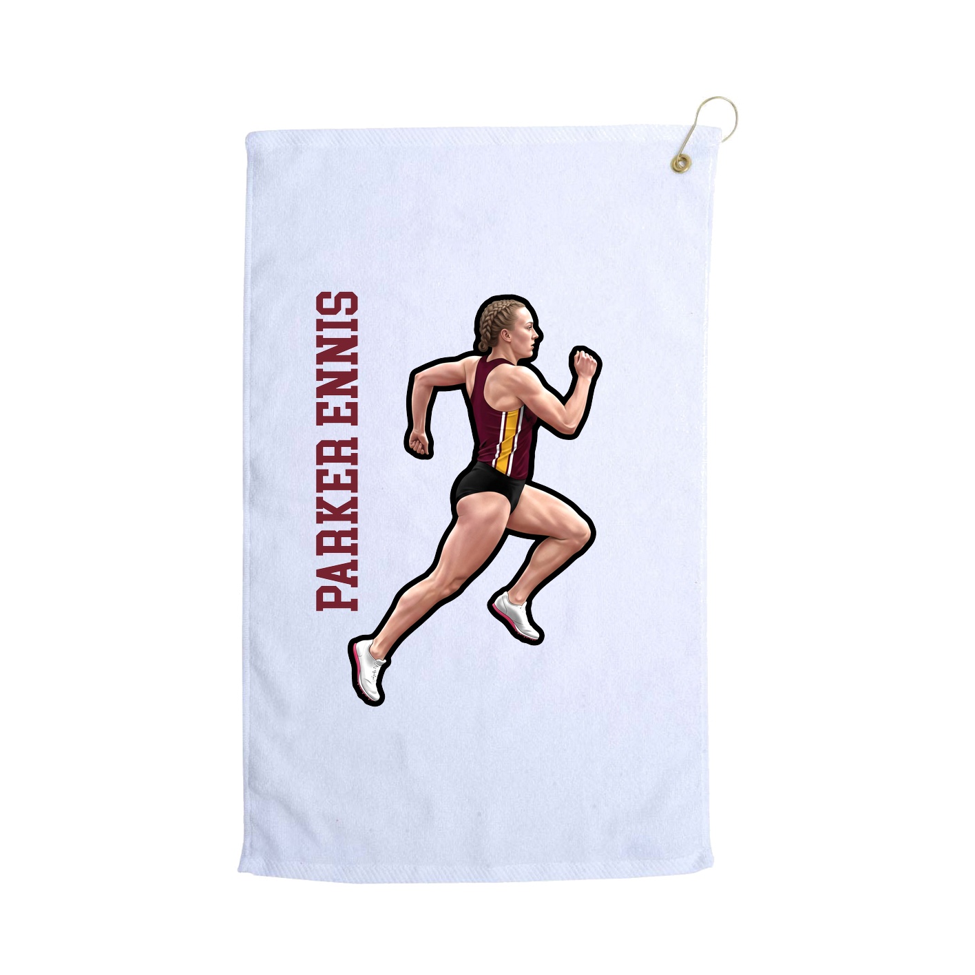 Golf Towel — Name Vertical in White