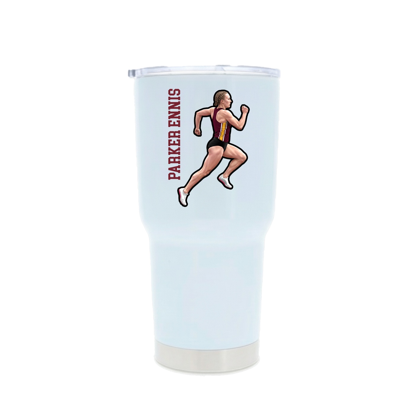 30oz Stainless Steel Tumbler — Name Vertical in White