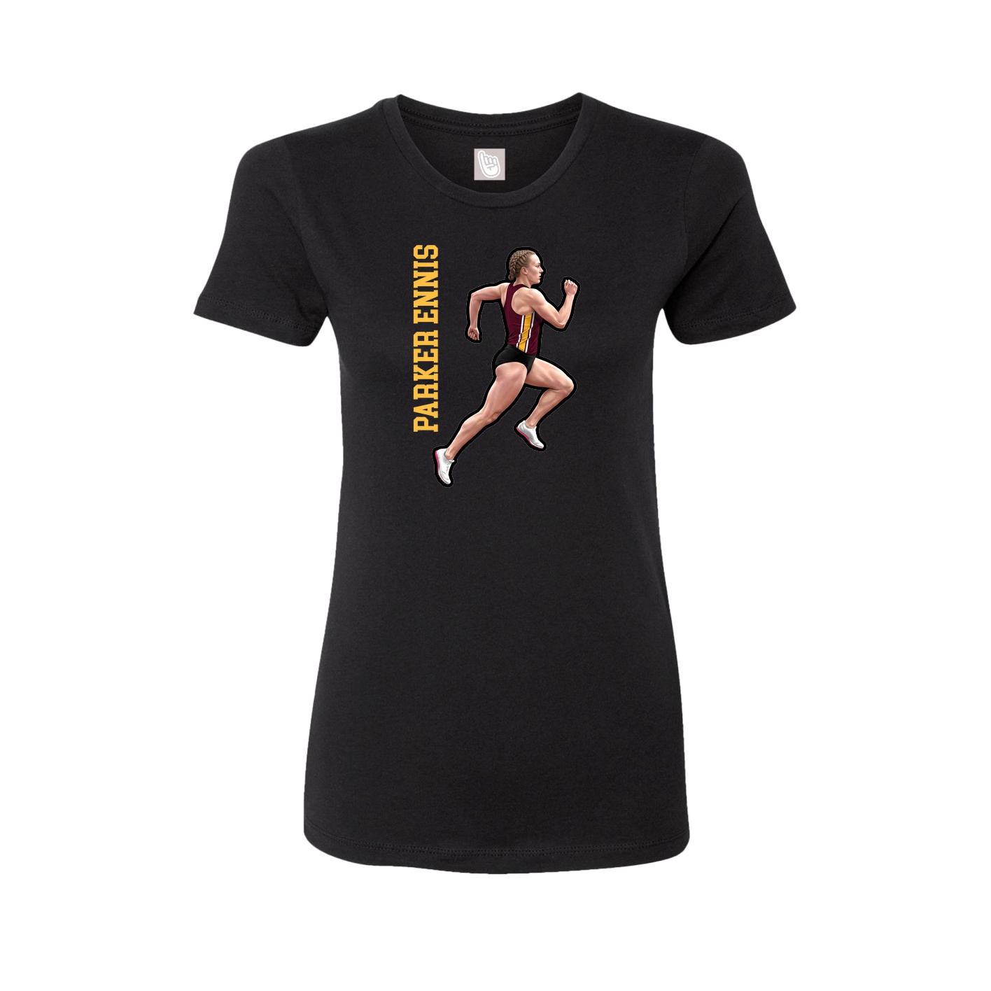 Womens Tee — Name Vertical in Black