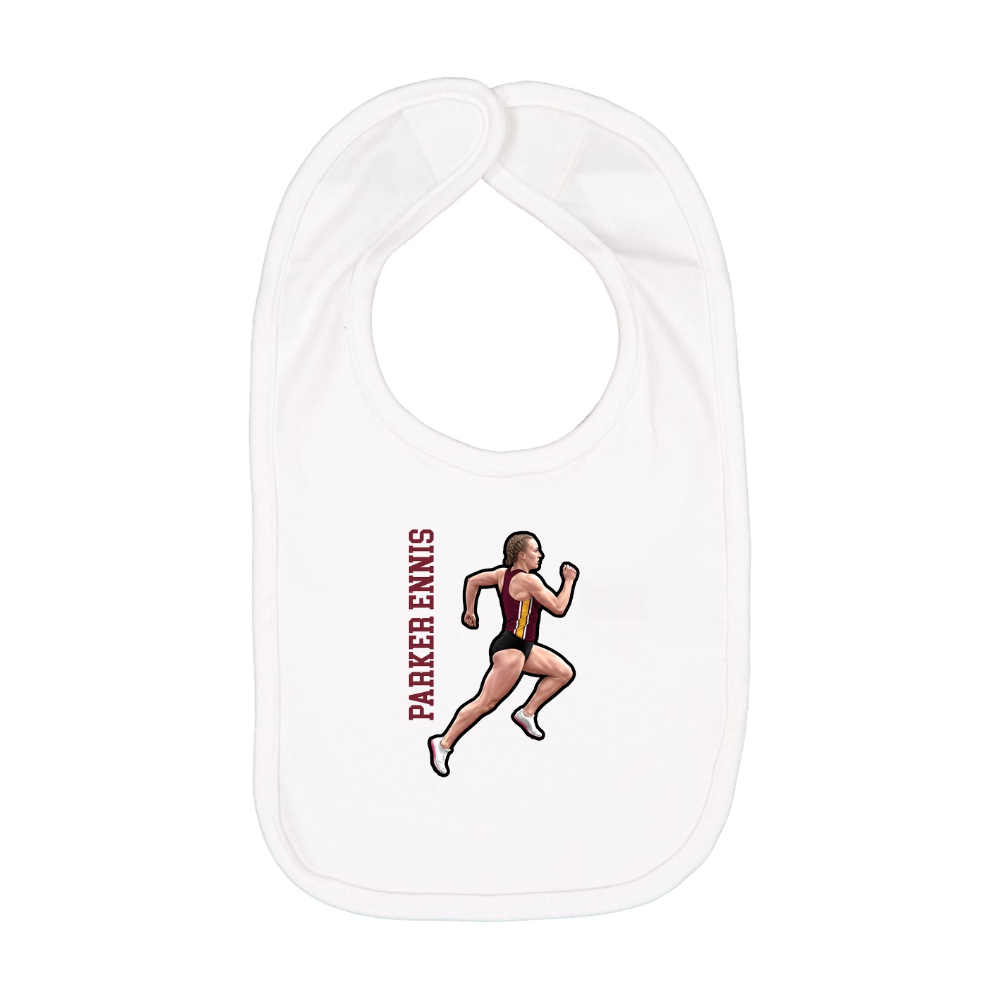 Infant Bib — Name Vertical in White
