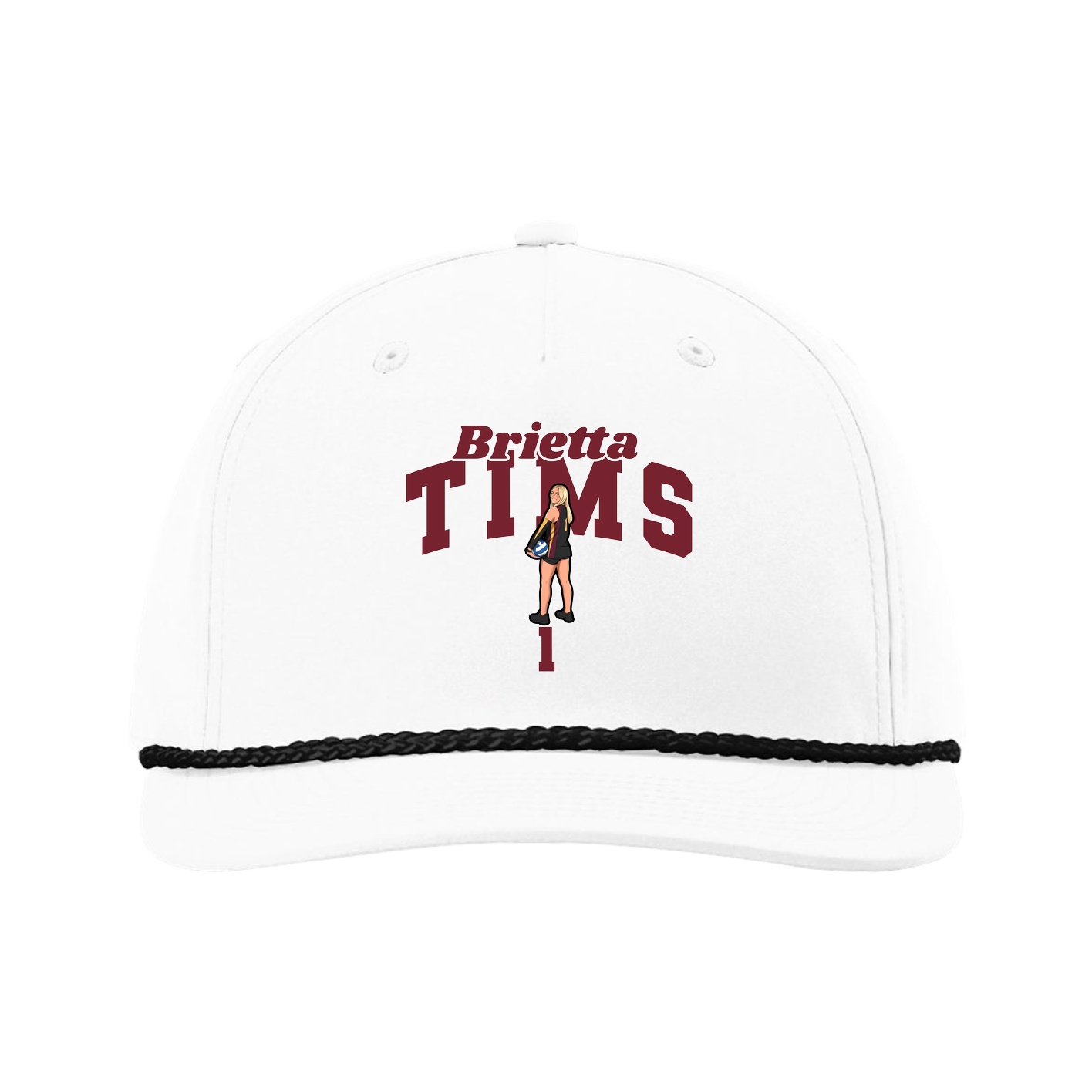 Five-Panel Classic Rope Cap — Signature Arch in White