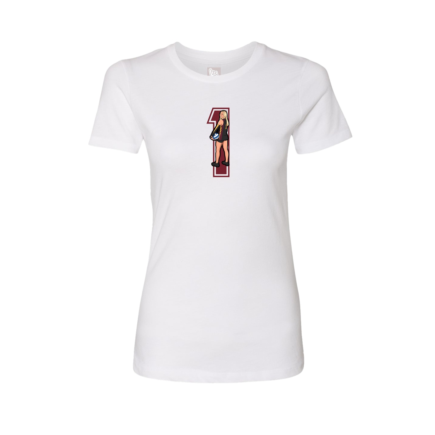 Fitted Women's Tee — Number in White