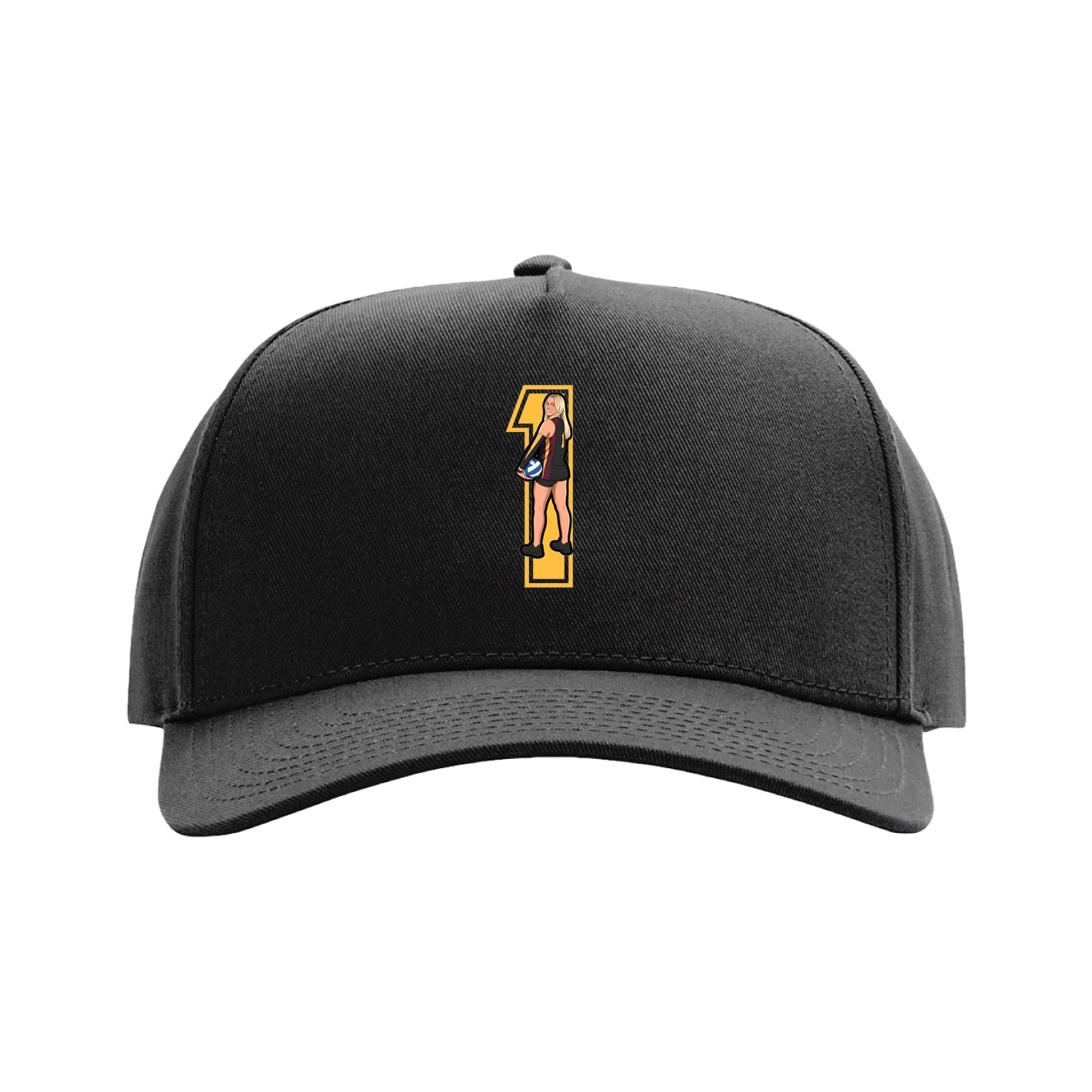 Full Fabric Five-Panel Champ Cap — Number in Black