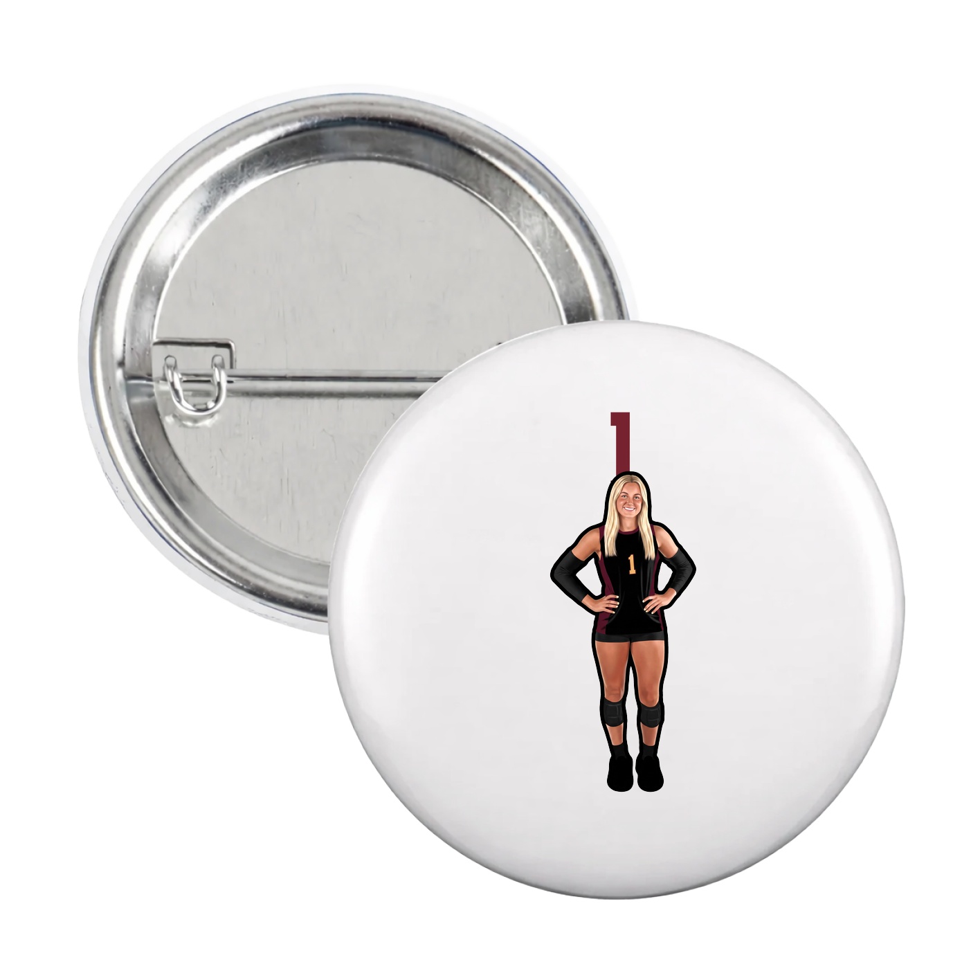 Game Day Button — Number Top in White