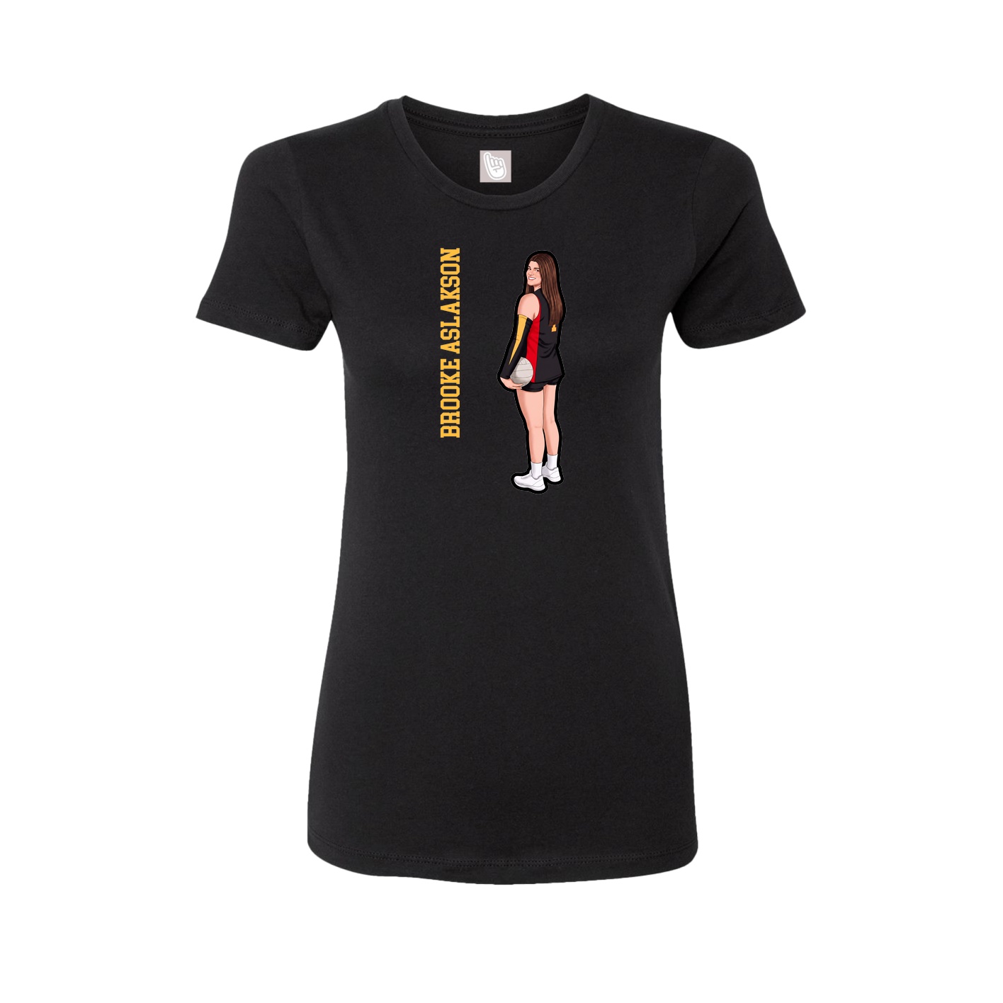 Fitted Women's Tee — Name Vertical in Black