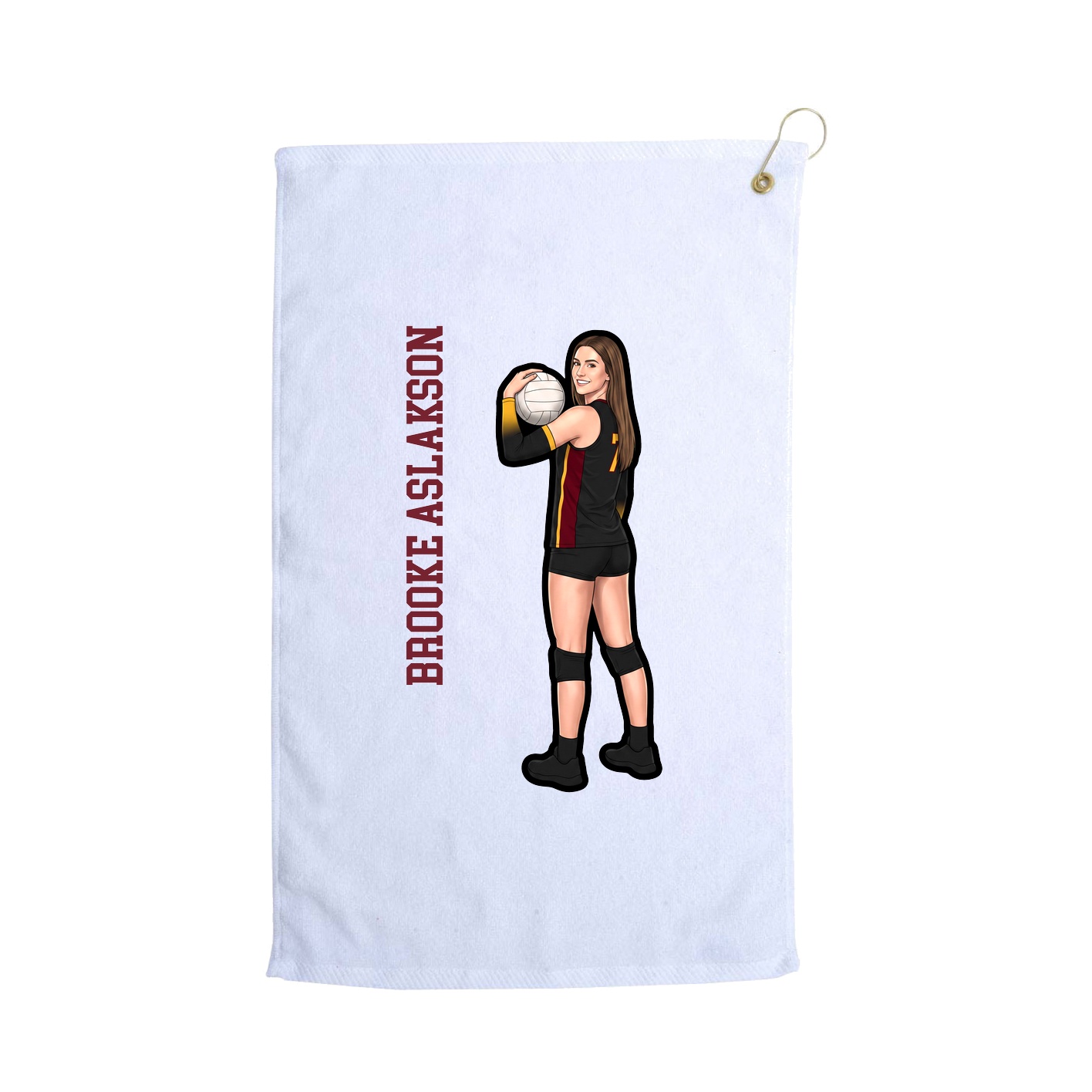 Golf Towel — Name Vertical in White