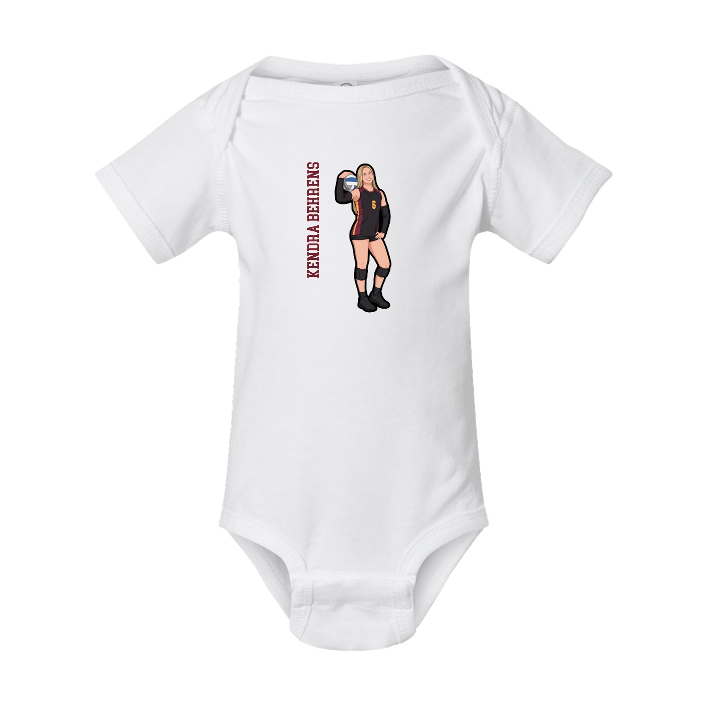 Baby Onesie — Name Vertical in White