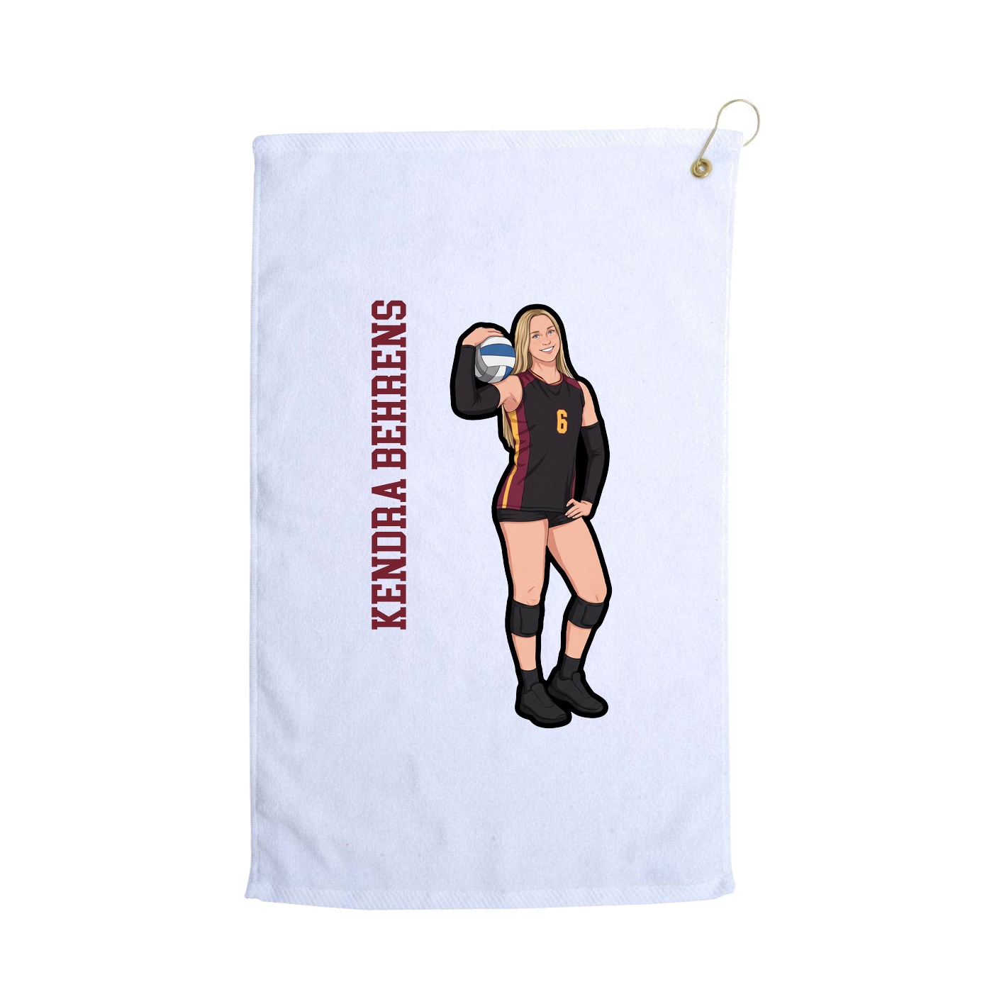 Golf Towel — Name Vertical in White