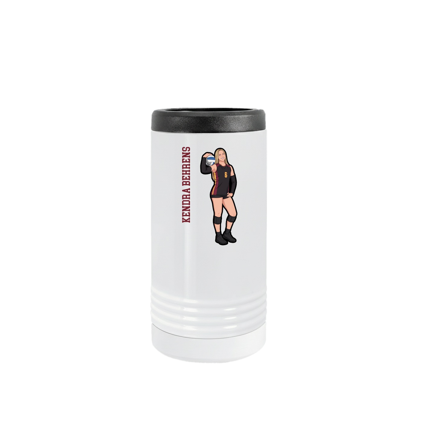 Slim Beverage Holder — Name Vertical in White