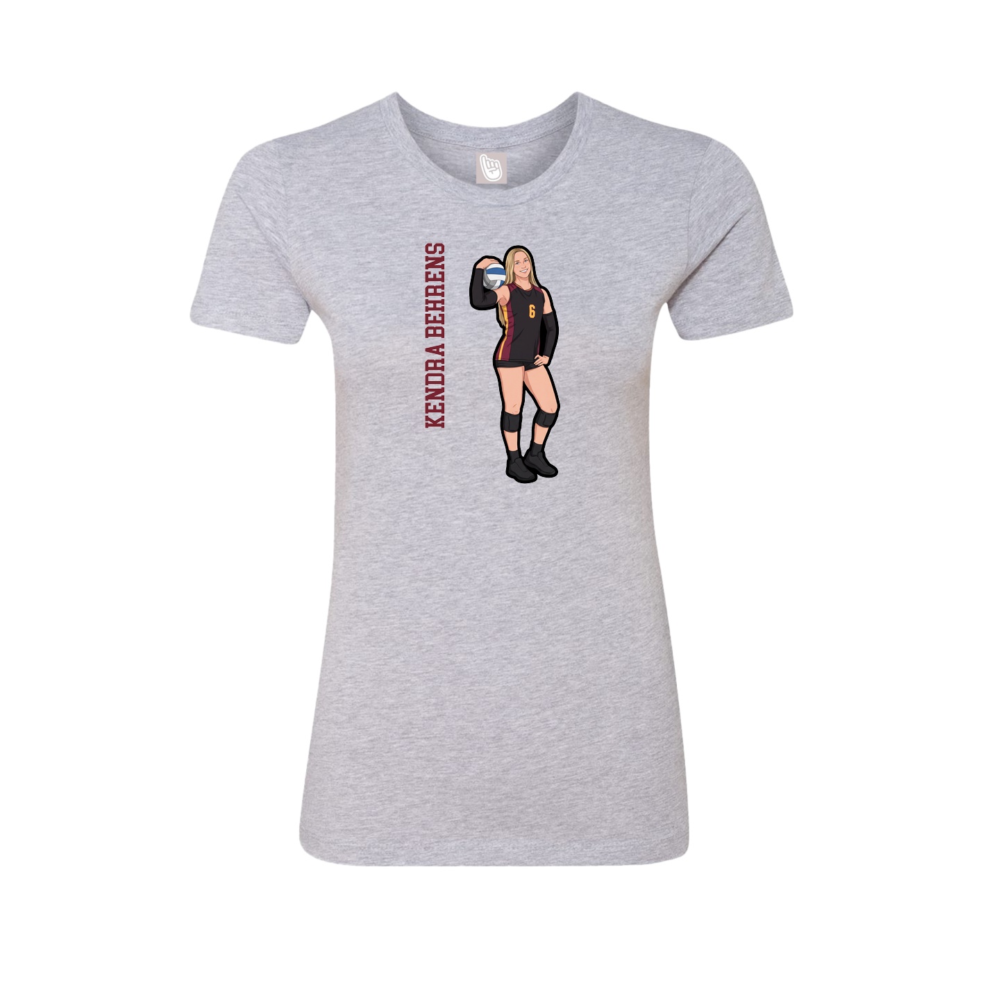 Fitted Women's Tee — Name Vertical in Grey
